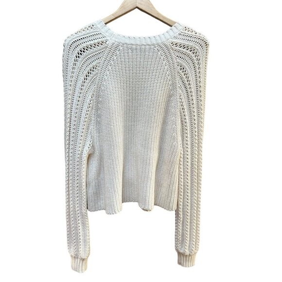 NWOT American Eagle Cropped Pullover Cream Cable Knit Sweater Boho Gorpcore LG - Picture 2 of 5